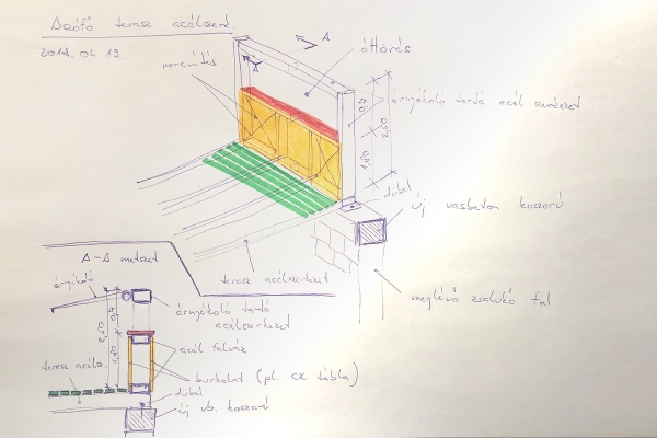Acélszerkezetű terasz